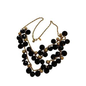 Kate Spade 16” Gold-Tone Black Beaded Necklace Versatile Lobster Clasp - EUC